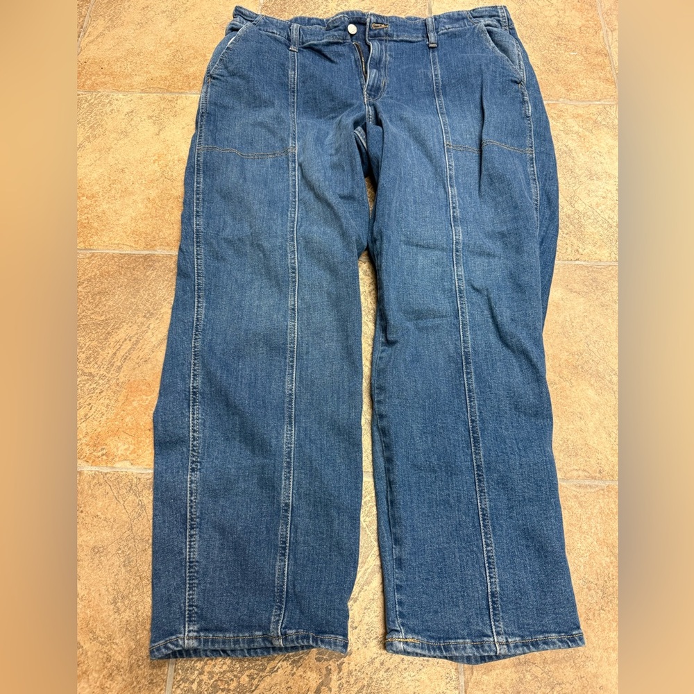 Old Navy Women's High Rise OG Loose Blue Straight Leg Jeans